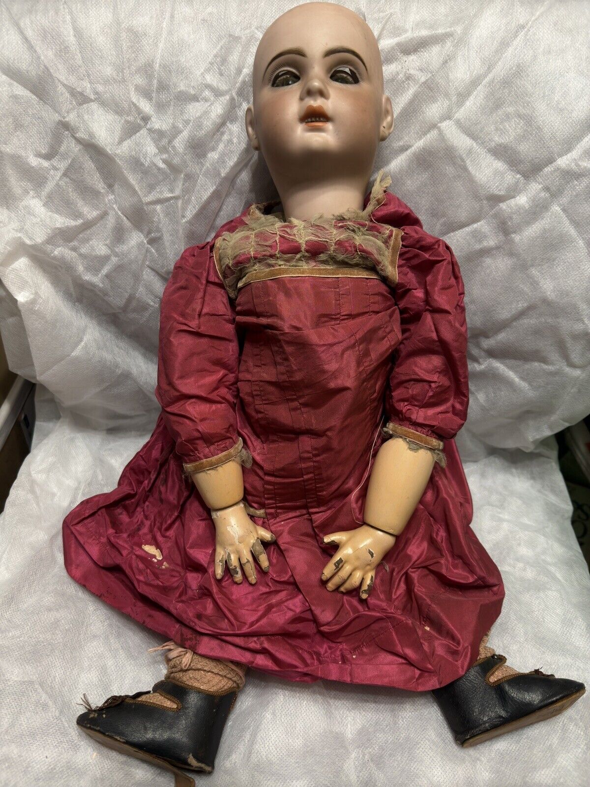 Antique Tete Jumeau Doll, For Repairs Or Pieces 26” Tall