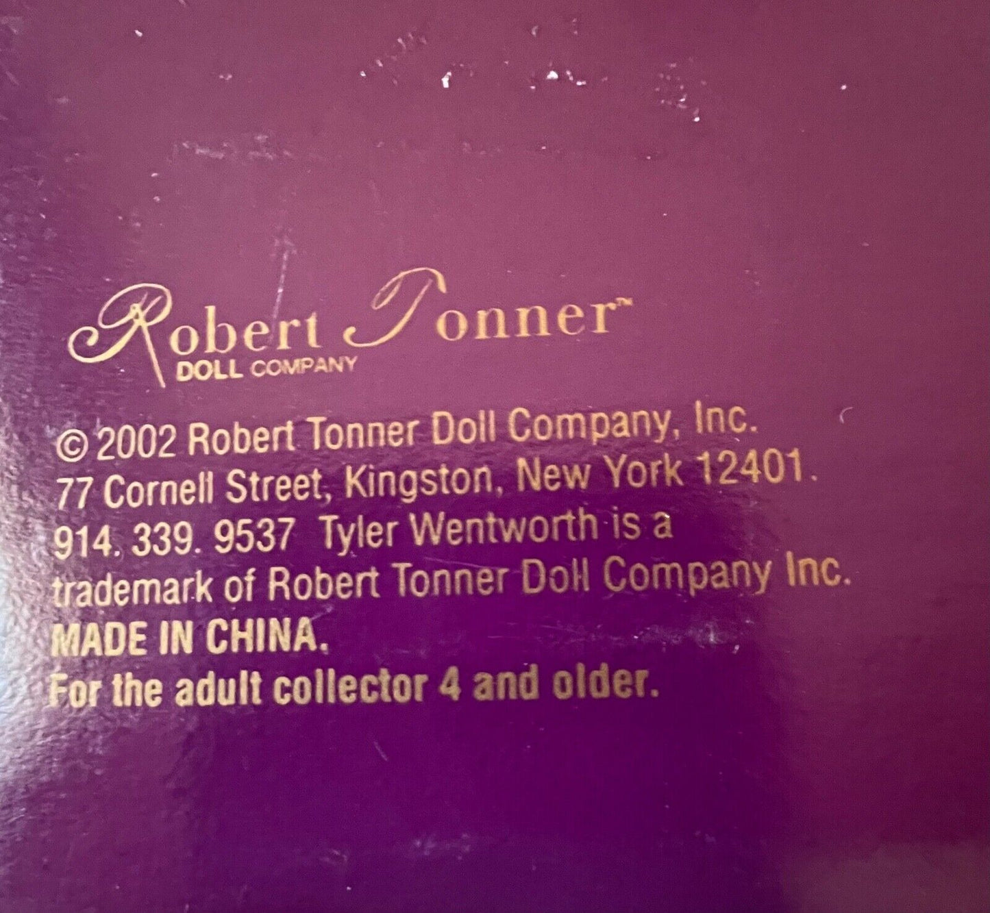 Tyler Wentworth Florentine Robert Tonner Doll Co. 16" 2002 Limited Ed.